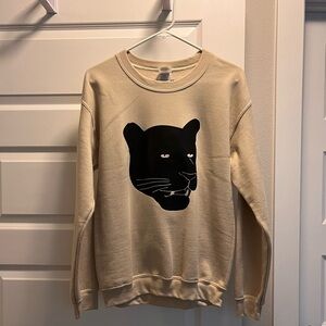 LORIEN STERN black panther sweatshirt crewneck top beige unisex S